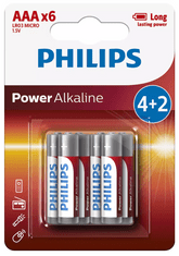 Philips Power Alkaline baterije, AAA, blister, 4+2 kos