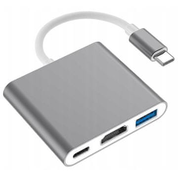 CO2 ADAPTER, 3-V-1, USB TIPA C, ZA HDMI, VESOLJSKO SIV, CO2