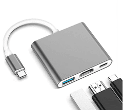 CO2 ADAPTER, 3-V-1, USB TIPA C, ZA HDMI, VESOLJSKO SIV, CO2