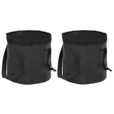 Vidaxl Zložljivo vedro 2 kosa črno 20 L PVC