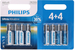 Philips Ultra Alkaline baterije, AA, 4+4 kosi, blister