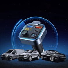 MG P5 FM transmiter avto polnilec 2x USB / USB-C 20W, črna
