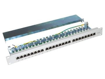 XtendLan Patch panel 19", 24 priključkov, Cat6, zaščiten, siv