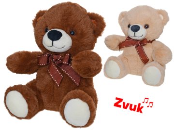 Medvedek 20 cm z lokom na bateriji z zvokom - mešanica barv (svetlo rjava, temno rjava)
