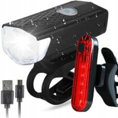Dexxer Set USB aku. vodoodporna kolesarska svetilka + zadnja luč 5000K