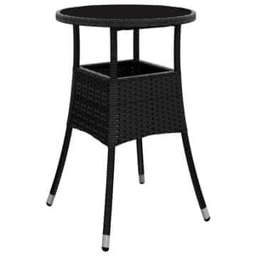 Vidaxl Vrtna miza Ø60x75 cm kaljeno steklo in poli ratan