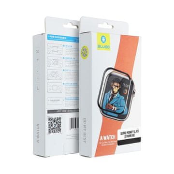 BLUEO 5D kaljeno steklo Mr. Monkey Glass – za Apple Watch SE / SE 2 / SE 3 44 mm, črno (Anti-Static Strong HD)