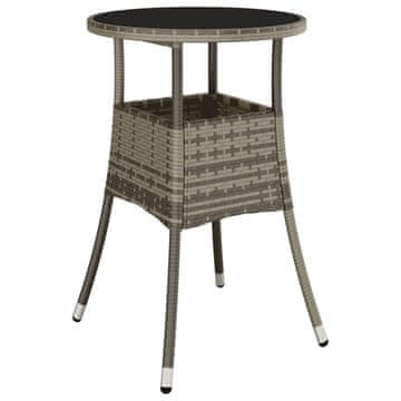 Vidaxl Vrtna miza Ø60x75 cm kaljeno steklo in poli ratan