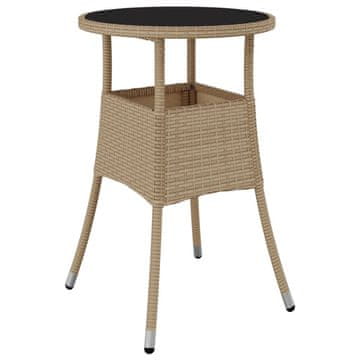 Vidaxl Vrtna miza Ø60x75 cm kaljeno steklo in poli ratan