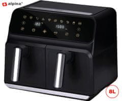 Alpina Double cvrtnik/friteza na vroč zrak, 8 l, 1700 W - odprta embalaža