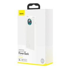 BASEUS Powerbank Amblight 30000mAh, 4xUSB, USB-C, 65W (bela)