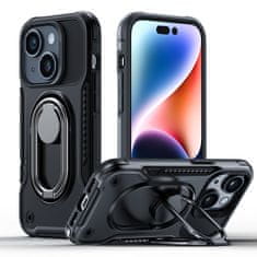 Joyroom Ohišje za iPhone 14 oklepni ovitek s stojalom in obročnim držalom črno