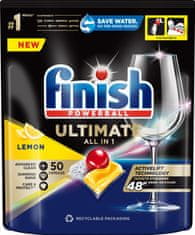 Finish Ultimate All in 1 Lemon Sparkle kapsule za pomivalni stroj, 50 kosov