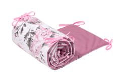Inny Zaščita za otroško posteljico Pink Flowers z žametom old rosa - OK-1-PF-VOR