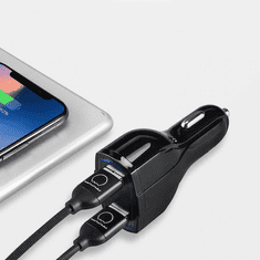 WOZINSKY Avtomobilski polnilec 2xUSB in USB C črn