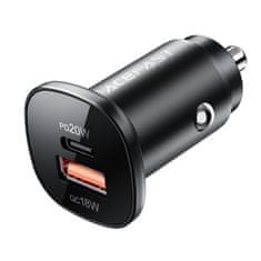 slomart acefast avtomobilski polnilec 38W usb tipa c / usb, pps, power delivery, quick charge 3.0, afc, fcp black (b1 black)