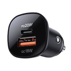 slomart acefast avtomobilski polnilec 38W usb tipa c / usb, pps, power delivery, quick charge 3.0, afc, fcp black (b1 black)