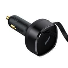 BASEUS Avtomobilski polnilec 2-v-1 USB-C + iPhone Lightning s 75 cm 30W izvlečnim kablom - črn