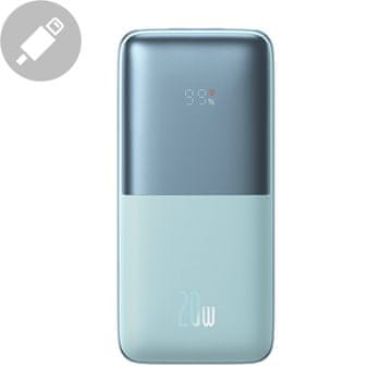 slomart powerbank baseus bipow pro 10000mah 20w modra z usb tip a - usb tip c 3a 0,3m kablom (ppbd040203)