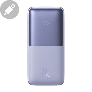 shumee Powerbank Bipow Pro 10000mAh 20W z USB-C 3A 0,3m vijoličen kabel