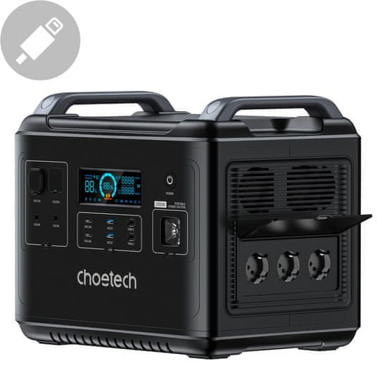 slomart choetech prenosna napajalna postaja lifepo4 1997wh 2000w powerbank črna (bs006 super mini)