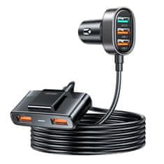 Joyroom Hitri avtomobilski polnilec za 5x USB-A s 45W podaljševalnim kablom, črn