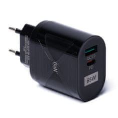 slomart wozinsky majhen 65w polnilec z USB priključki, USB podpira hitro polnjenje, črn (wwcgm1)