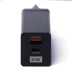 WOZINSKY Polnilec GaN 65W z vrati USB-C QC 3.0 PD črne barve