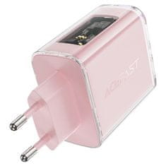 AceFast GaN 65W omrežni polnilec 3 vrata 1x USB 2x USB-C zelena