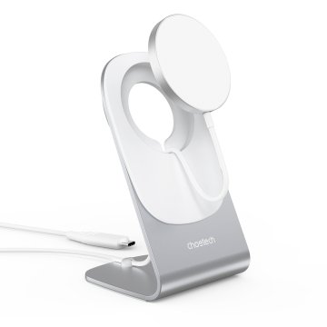 Choetech 15W indukcijski polnilec Qi z MagSafe + magnetno stojalo za telefon - bela