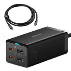 BASEUS 2v1 GaN5 Pro omrežni polnilec + pretvornik HUB HDMI 4K 2x USB-C USB-A črn