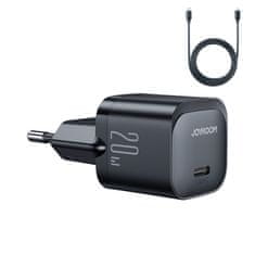 Joyroom Mini USB-C 20W PD omrežni polnilec s kablom za iPhone Lightning črn