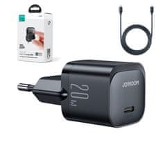 Joyroom Mini USB-C 20W PD omrežni polnilec s kablom za iPhone Lightning črn