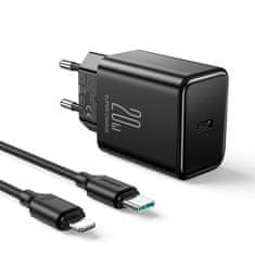 Joyroom USB-C 20W PD omrežni polnilnik s kablom za iPhone Lightning črn