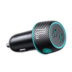 Joyroom Dvojni 2x USB-C 70W avtomobilski polnilec z LED osvetlitvijo JR-CCN02 - črn