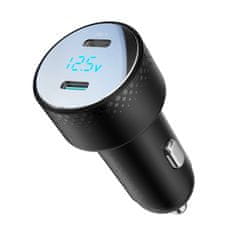 Joyroom Avtomobilski polnilec z LED zaslonom 2x USB-C 70W črn