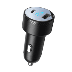 Joyroom Avtomobilski polnilec z LED voltmetrom 53W USB-C USB črn