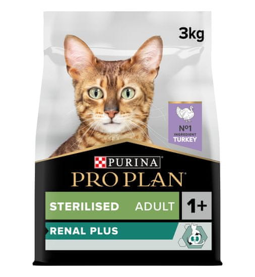 Purina Pro Plan CAT STERILISED RENAL PLUS, puran, 3 kg