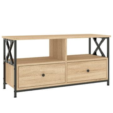 Vidaxl TV omarica sonoma hrast 90x33x45 cm inženirski les in železo