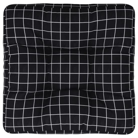 Vidaxl Blazina za palete črn karo vzorec 60x60x12 cm blago