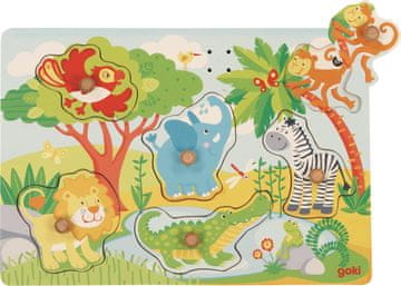 Goki Lesena sestavljanka z zvoki Živali iz živalskega vrta