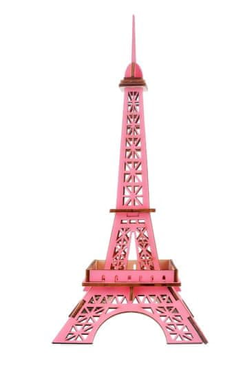 Woodcraft Lesena 3D sestavljanka Eifflov stolp roza