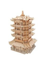 Woodcraft Lesena 3D sestavljanka Rumeni stolp z žerjavom