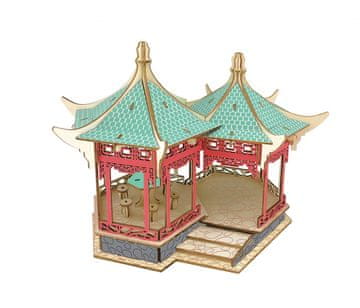 Woodcraft Lesena 3D sestavljanka slavne stavbe Yueyang Tower v barvah
