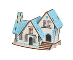 Woodcraft Lesena 3D sestavljanka Modra hiša