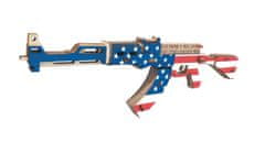 Woodcraft Lesena 3D sestavljanka Samopal AK47 v barvah ameriške zastave
