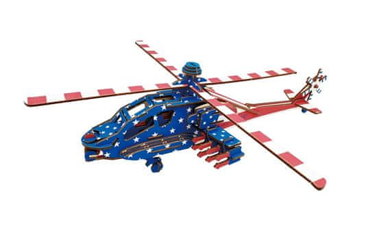 Woodcraft Lesena 3D sestavljanka Ameriški helikopter Apache gunship