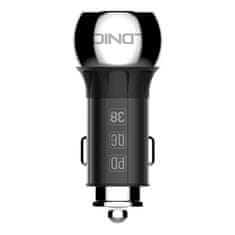 LDNIO LDNIO C1 USB, USB-C Avtomobilski polnilec + USB-C - Lightning kabel