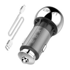LDNIO LDNIO C1 USB, USB-C avtomobilski polnilec + kabel Lightning