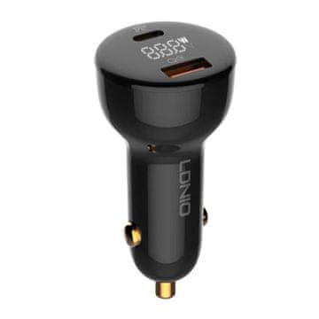 LDNIO avtomobilski polnilec ldnio c101, usb + usb-c, 100 W + kabel usb za lightning (črn)